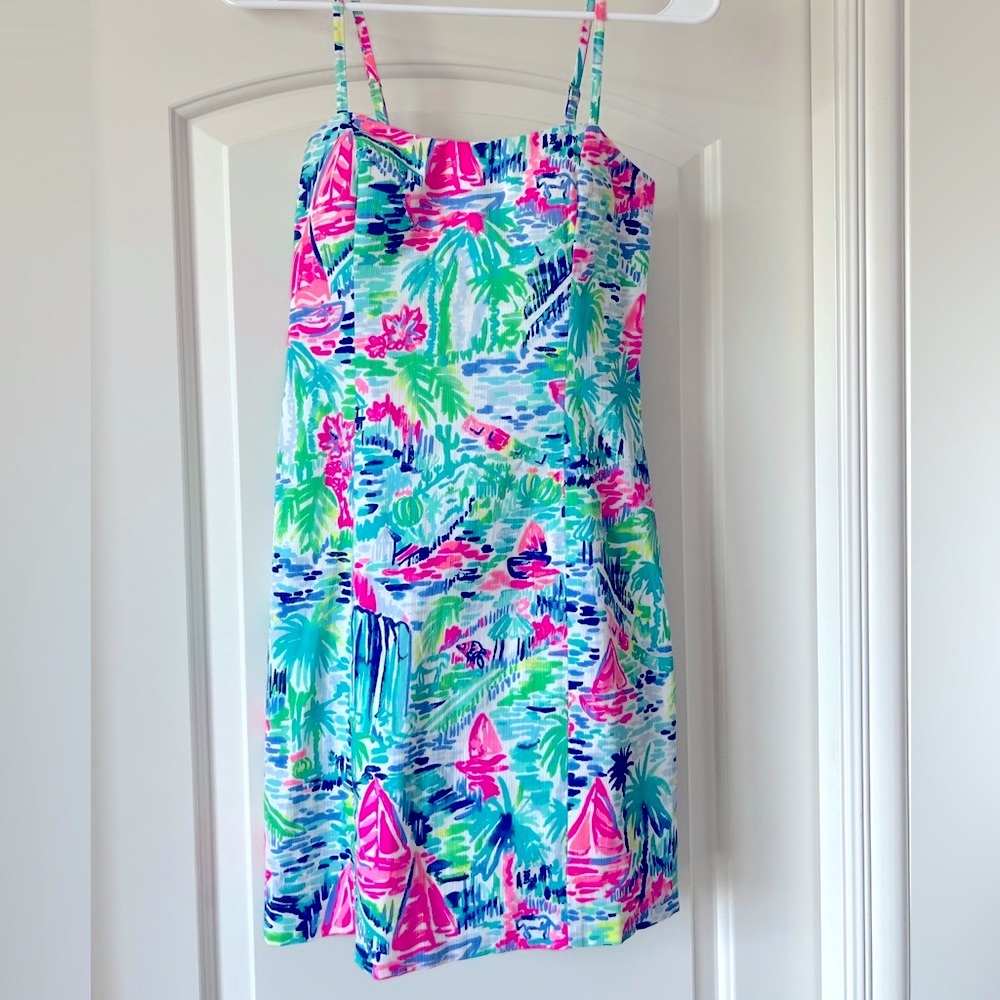 EUC Lilly Pulitzer Shelli Stretch Shift Dress in print Salt in the Air - size 00